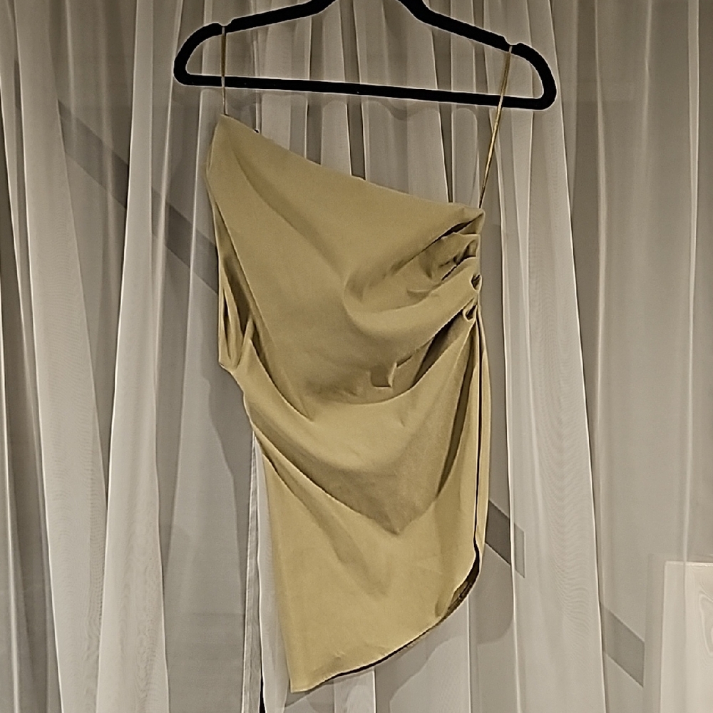 Asymmetrical Tan Draped Top